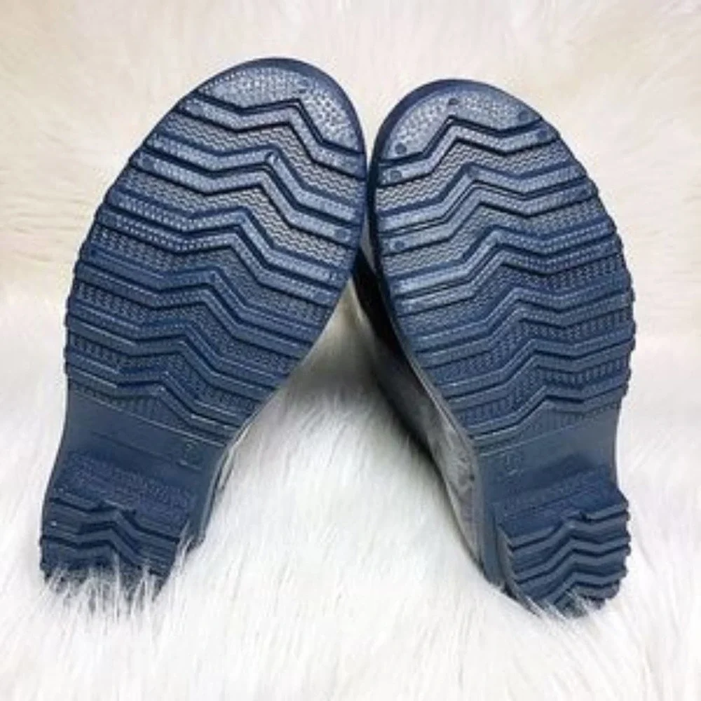 Seven7 British Girl Tall Glossy Rain Boots in Navy Blue - Picture 4 of 9